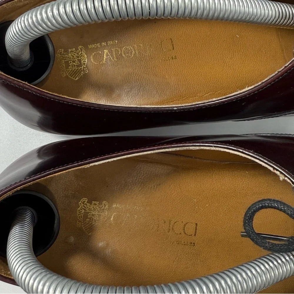 Caporicci cap toe burgundy leather oxford shoes size 9.5 32113 hand made Italy